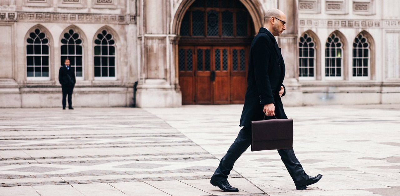 person walking to work